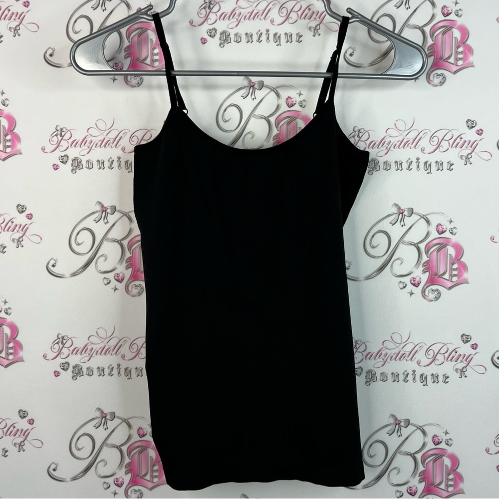 Shosho tank top stretchy flattering tight body on Classic Black Camisole Top